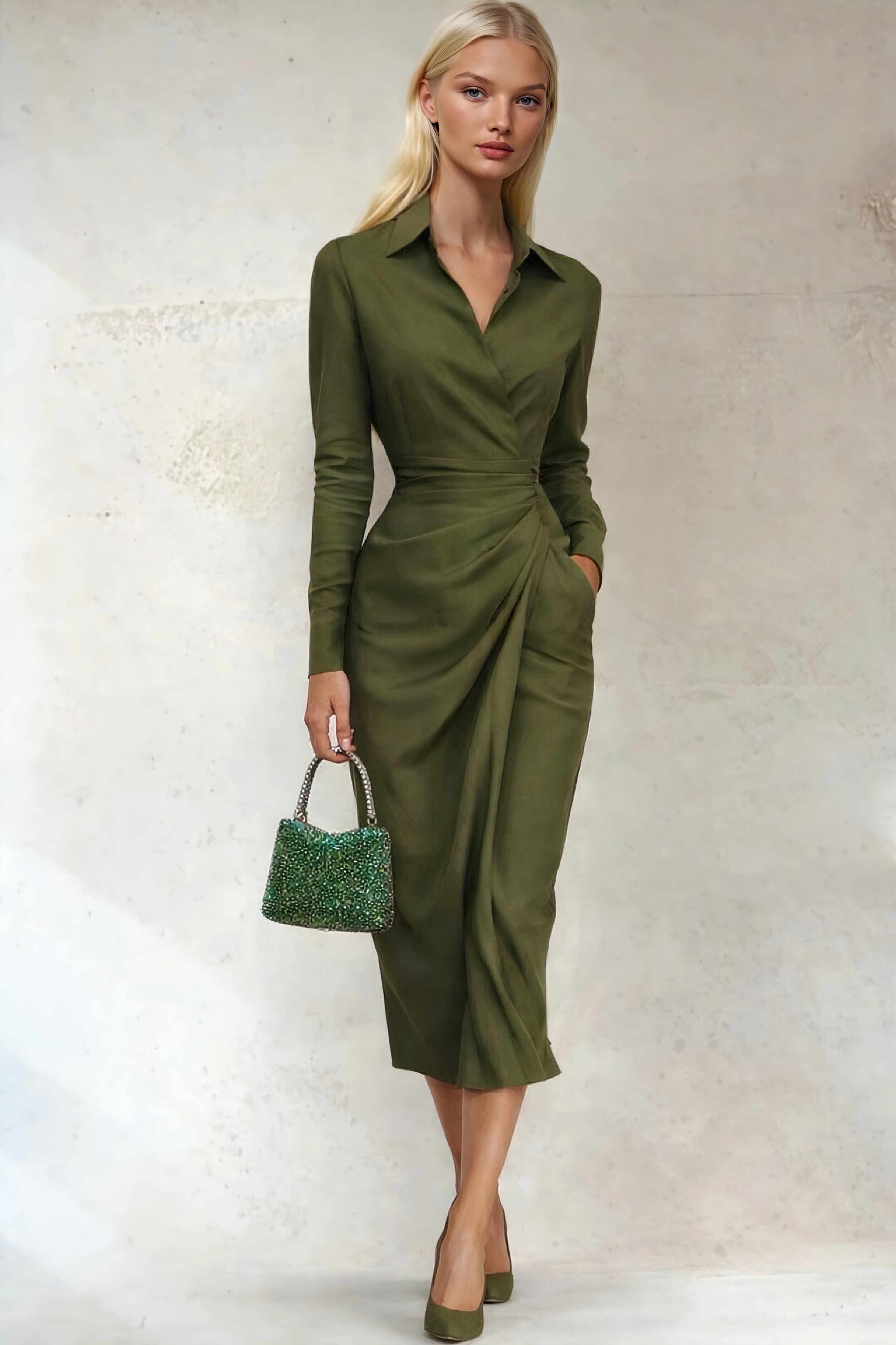 Vestido Alejandra crepe de algodón, tallas (36-46)