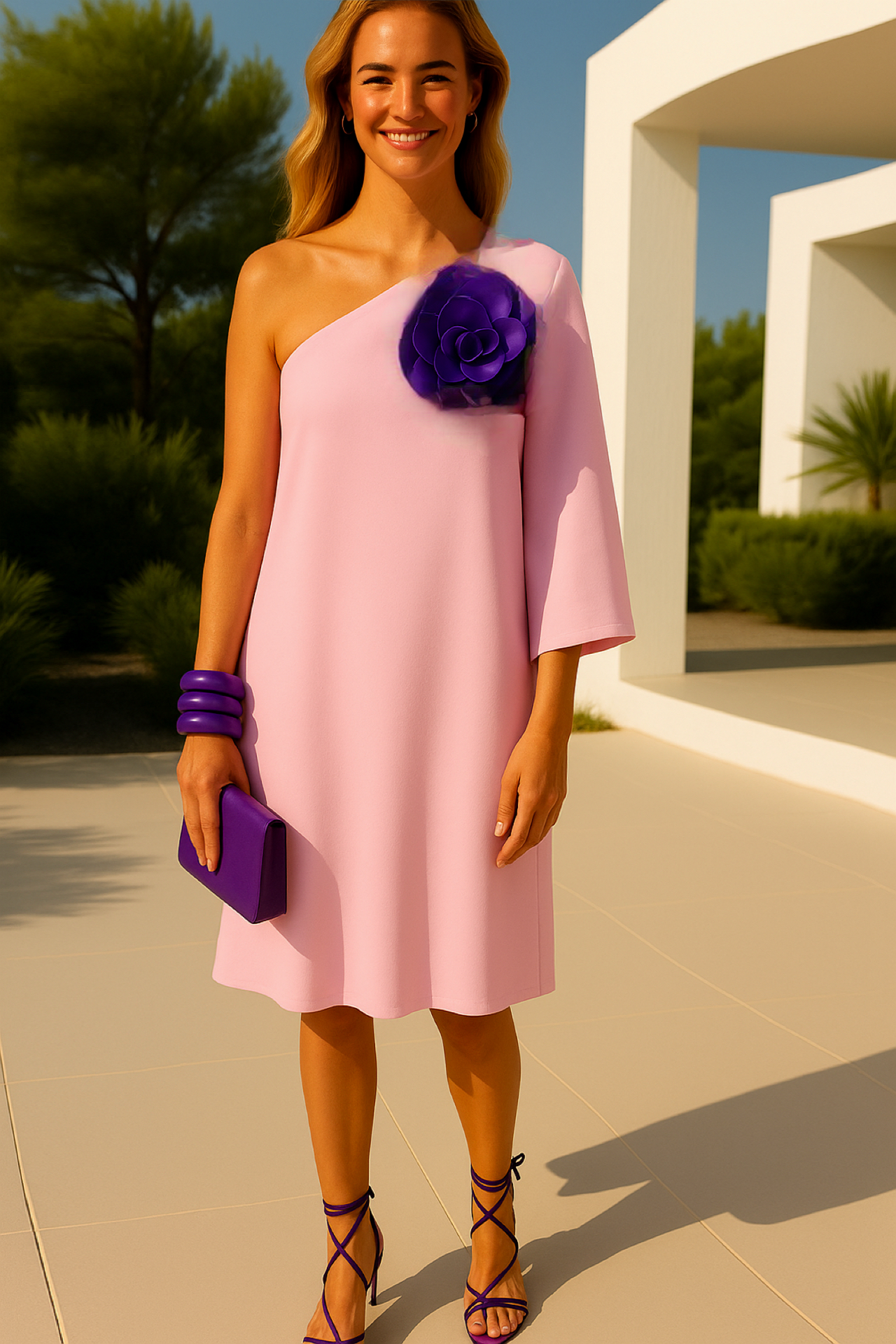 -30% OFF Simonette dress with flower brooch included, 8 colors sizes (36-48)