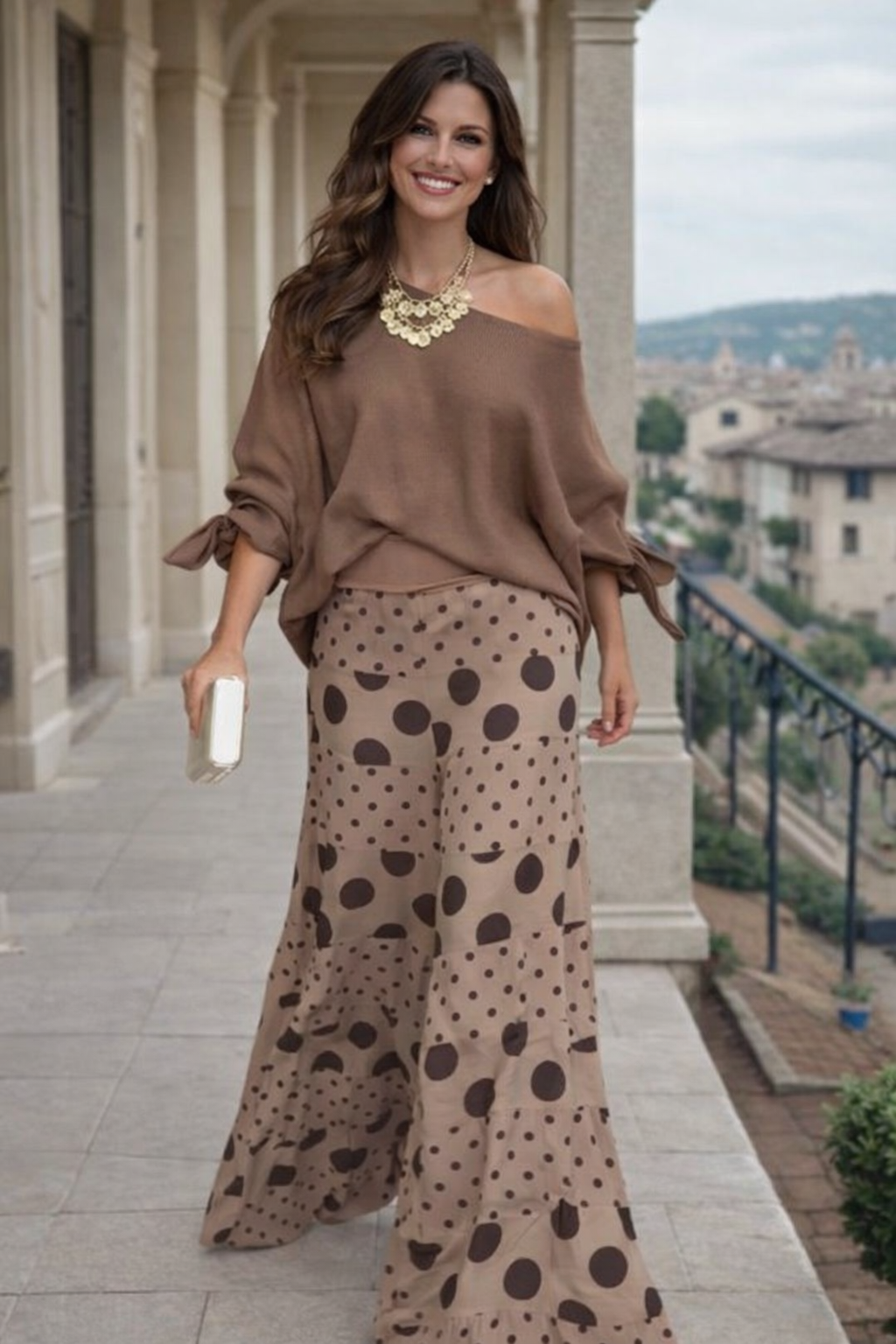 Conjunto Feria lunares 2 piezas top y falda pantalón elástico, 3 estampados, tallas (36-50)