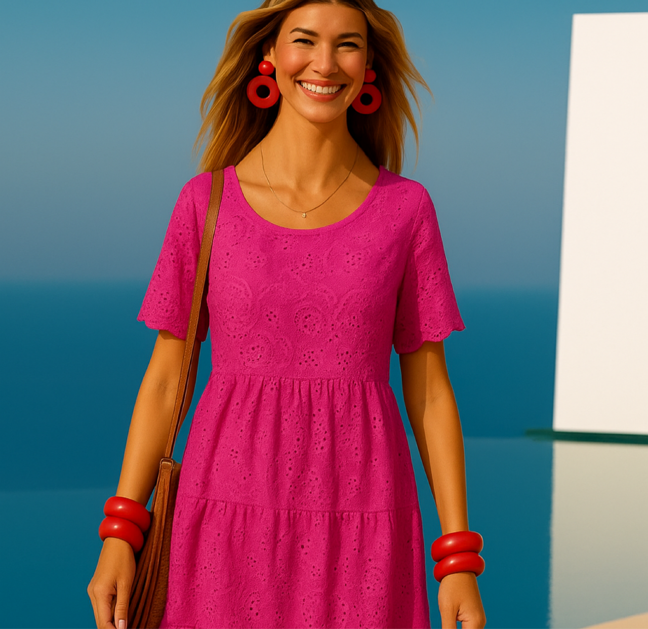 Martina cotton lycra brocade dress, 4 colors (36-48)