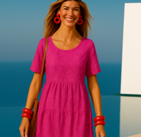 Martina cotton lycra brocade dress, 4 colors (36-48)