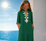 Embroidered Linen Dress ⭐️ Lily, 4 colors, sizes (36-50) video