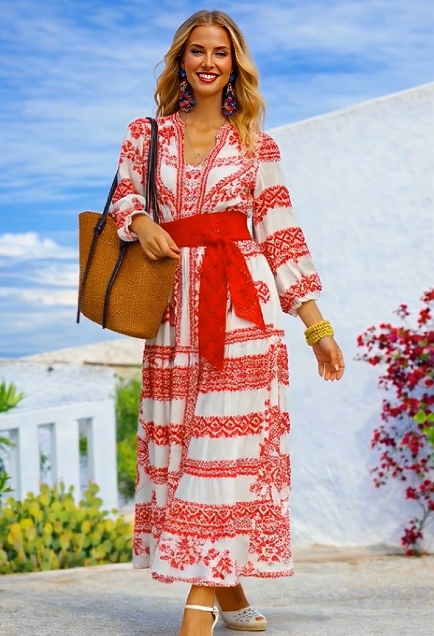 Watermelon print dress with detachable belt included, sizes (36-52) video