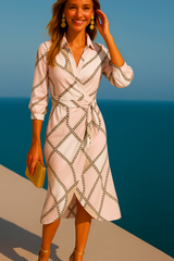 Women Floral Print Pleated Dress V-neck Long Sleeve Ruffled A-line Wrapped Dress Spring Summer Vacation Beach Dresses Streetwear