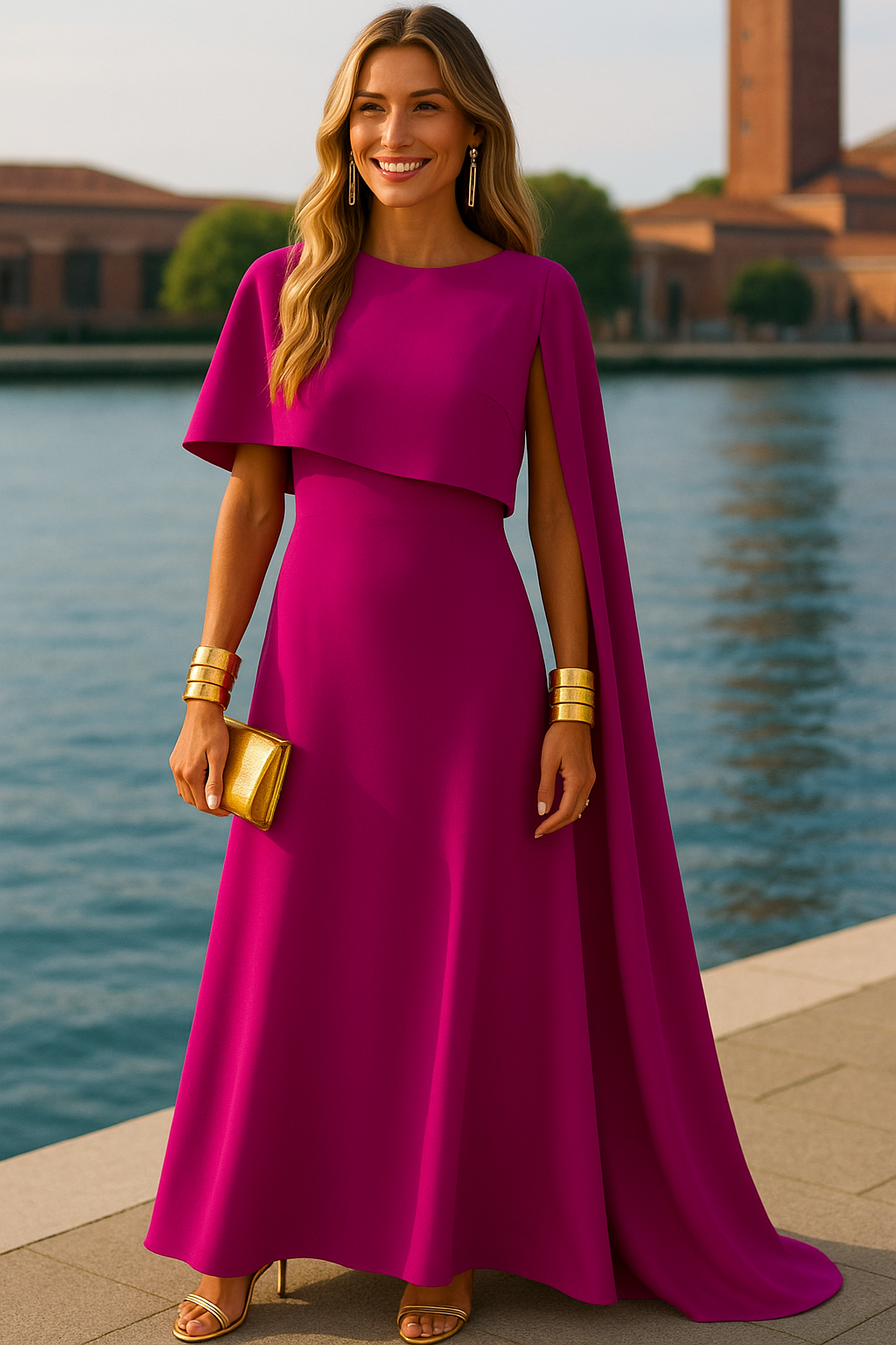 Mintlis women's Emily dress, cape included, 3 colors, sizes (36-48)