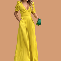 Casablanca stretch jumpsuit with pockets and sash included in cotton, polyester, lycra, 7 sizes from 36 to 48, 6 colors