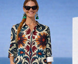 Vestido Aisha algodón camisero bolsillos, 2 estampados, tallas (36-50)