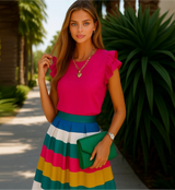 Multicolor striped skirt, one size fits most 36-48