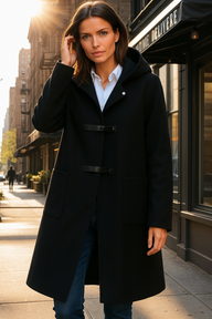 Mintlis Women's Wool Coat, Austrian Hooded Coat, 3 Colors, Sizes (38-52)