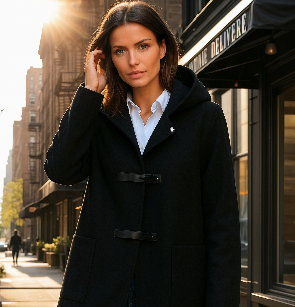 Mintlis Women's Wool Coat, Austrian Hooded Coat, 3 Colors, Sizes (38-52)