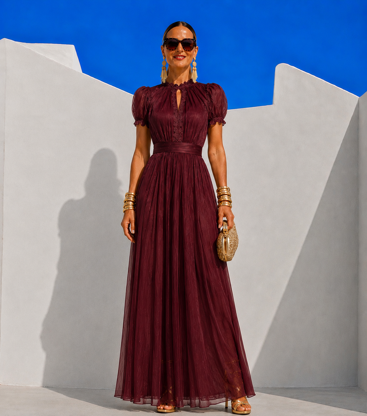 Lamberty chiffon lycra elastic back waist dress, 4 colors sizes (36-48) video