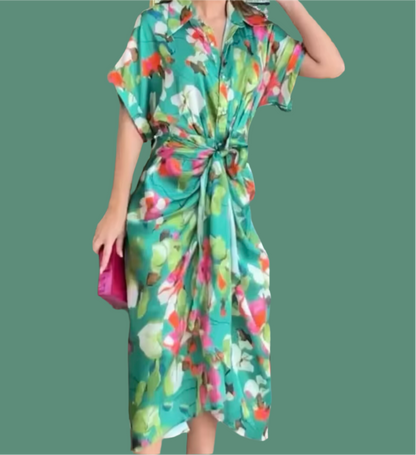 FLAVIS flower dress with sash, 5 sizes