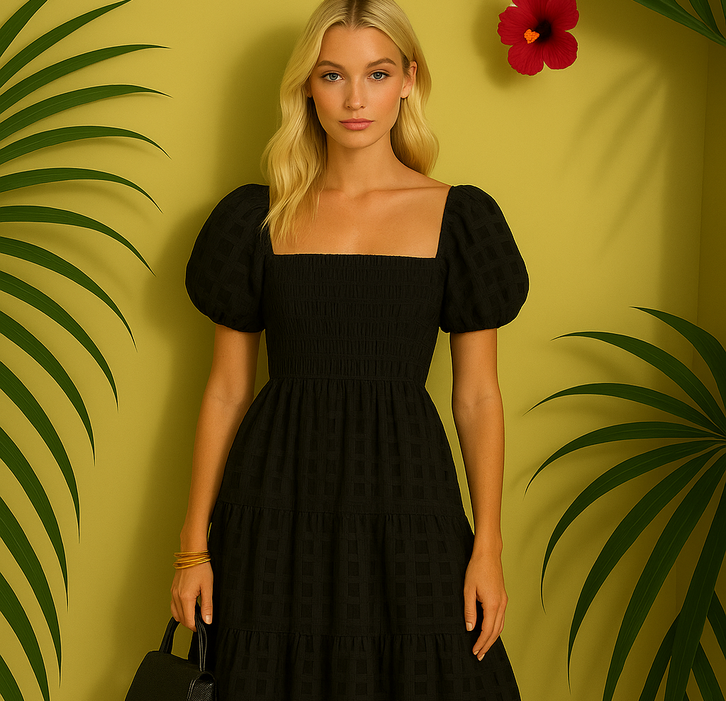 Elaine stretch cotton tulle honeycomb dress, 6 colors, sizes (36-48)