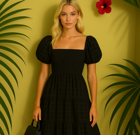 Elaine stretch cotton tulle honeycomb dress, 6 colors, sizes (36-48)