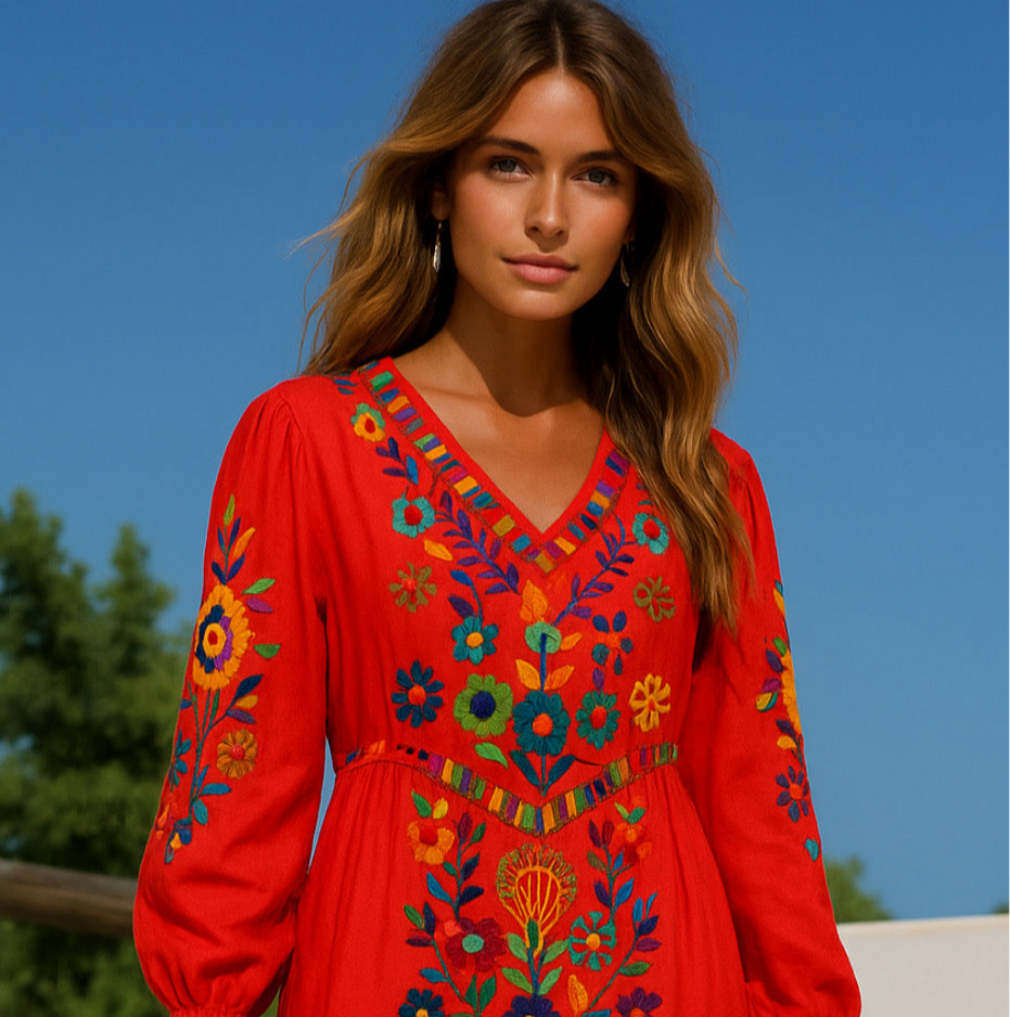 Candelaria embroidered dress, 4 colors, one size (38-48)