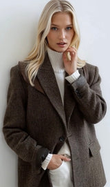 Pino blazer, 100% wool herringbone pattern, 2 colors brown and grey, sizes (36-46), high quality, made in Portugal