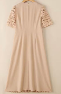 Christian embroidered knit dress made of stretch cotton lycra and pleated, 3 colors, sizes (36-48)