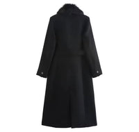Monte Carlo wool coat with detachable synthetic wool fur, 100% wool, 2 colors, sizes (36-48)
