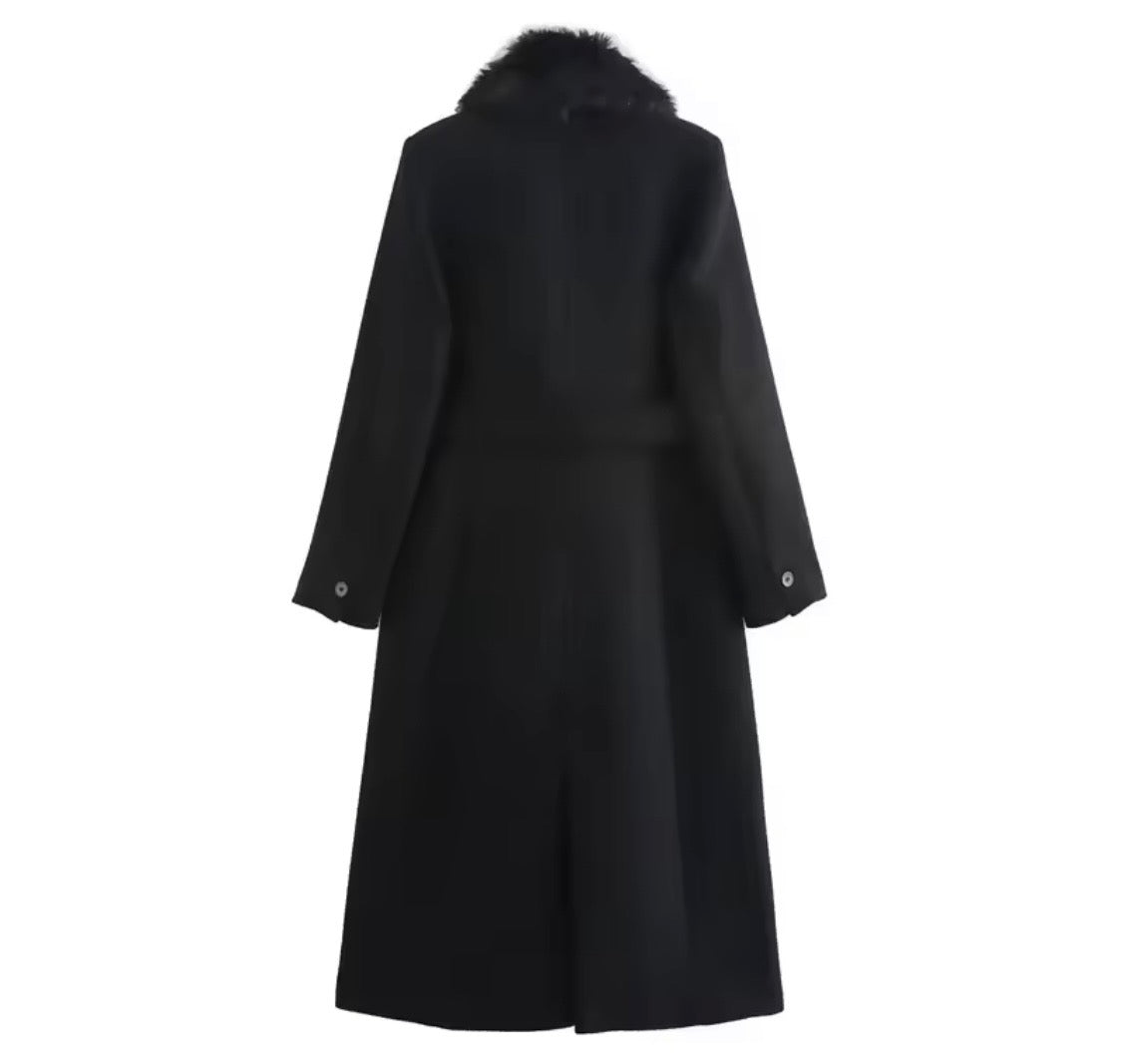 Monte Carlo wool coat with detachable synthetic wool fur, 100% wool, 2 colors, sizes (36-48)