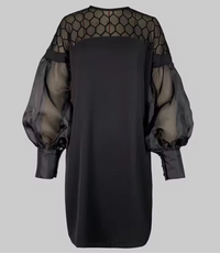 Vestido Loreto y tul con encaje de red transparente, tallas (36-48)