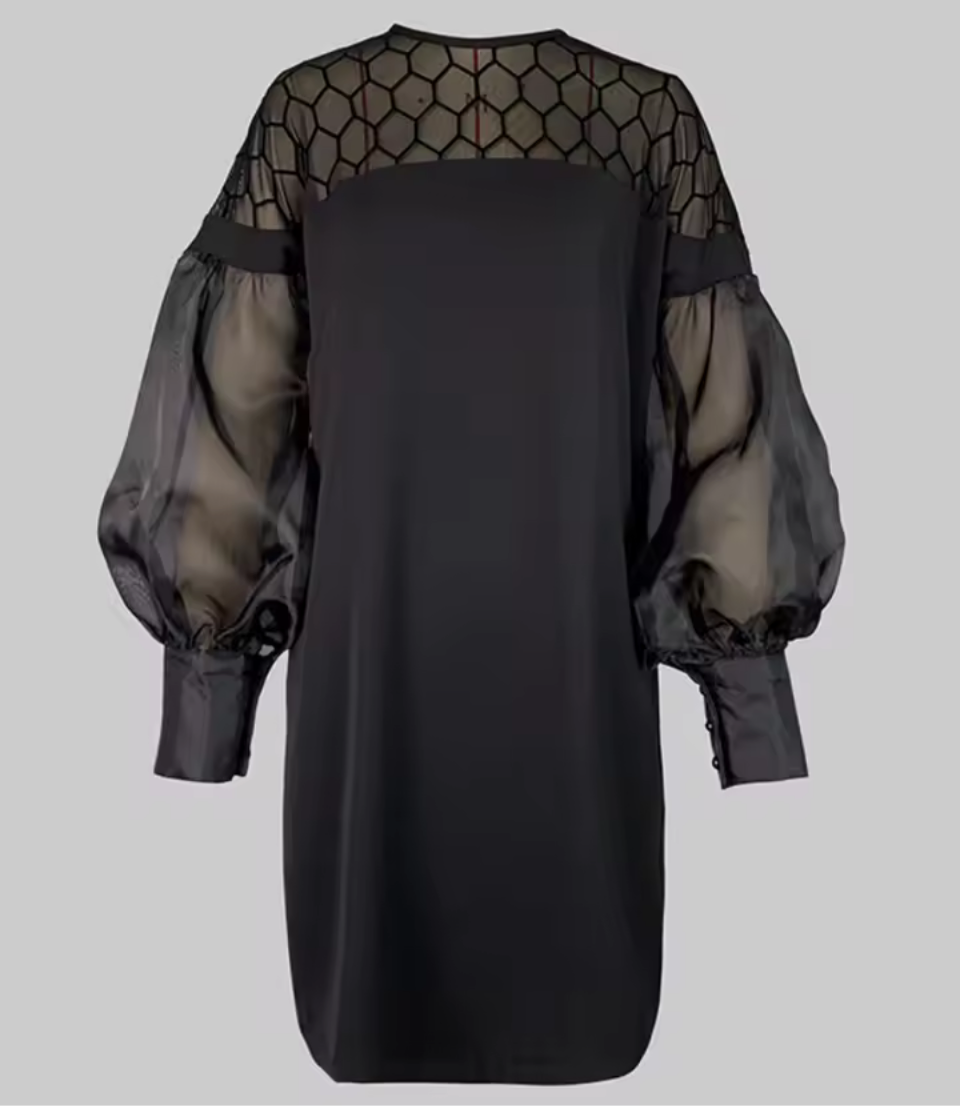 Vestido Loreto y tul con encaje de red transparente, tallas (36-48)