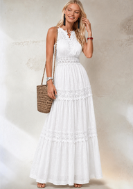 Paulina cotton lace dress with plumeti lining, 5 colors, sizes (34-50) video