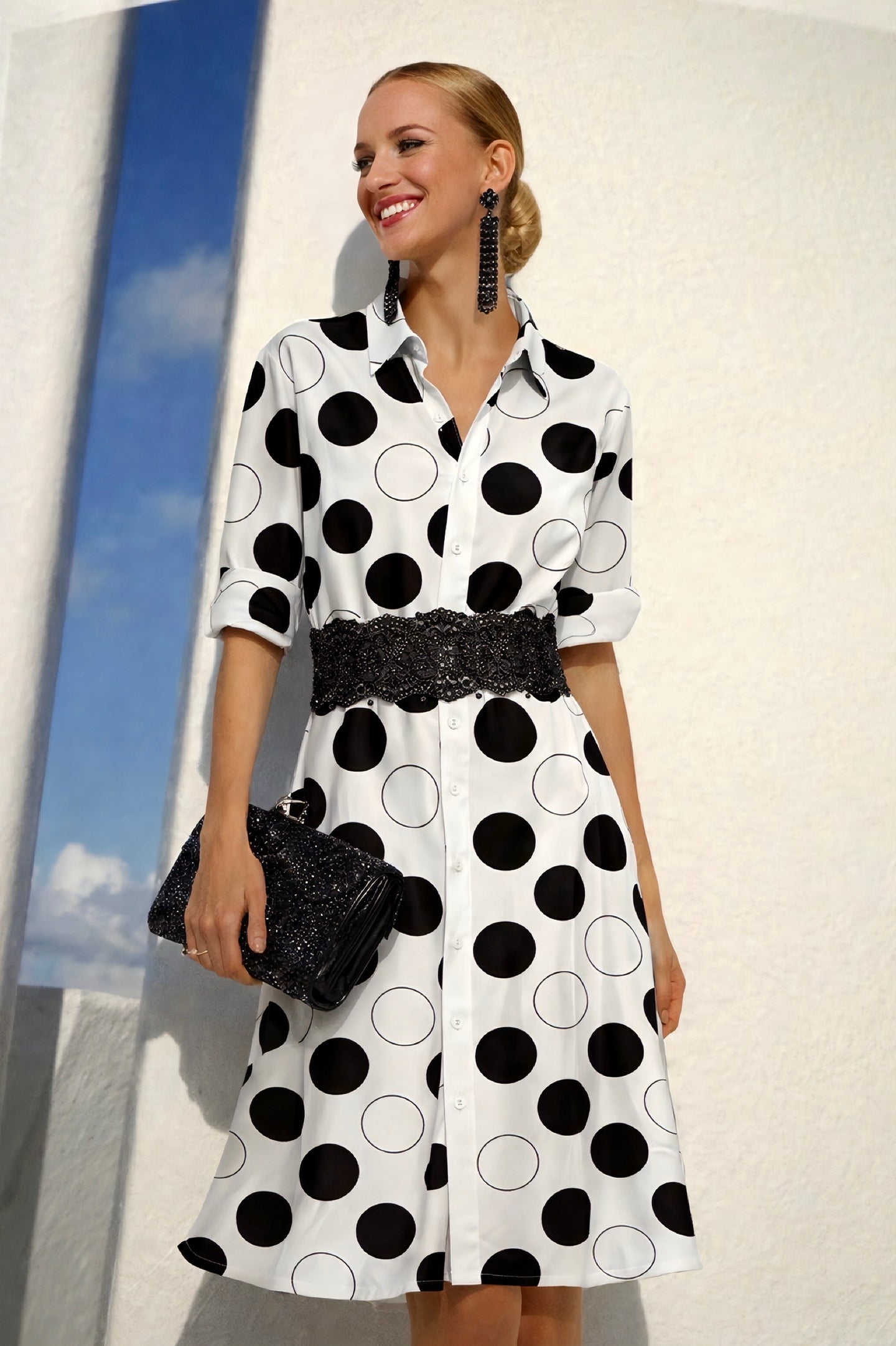 Vestido Feria camisero MIDI cinturón elástico incluido, algodón, tallas (36-50) (vídeo)