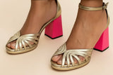 Sandalias Metallic metalizadas tacón cuadrado, 4 colores tallas (36-43) Made in Spain (video)
