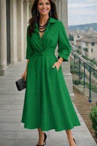 Vestido Mumbai de algodón con cintura elástica, 3 colores, tallas (36-52)