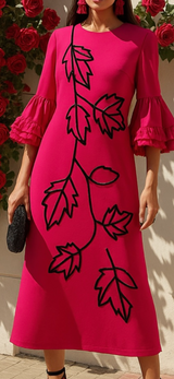 Vestido Alma Fucsia volante, tallas (36-46) made in Oporto