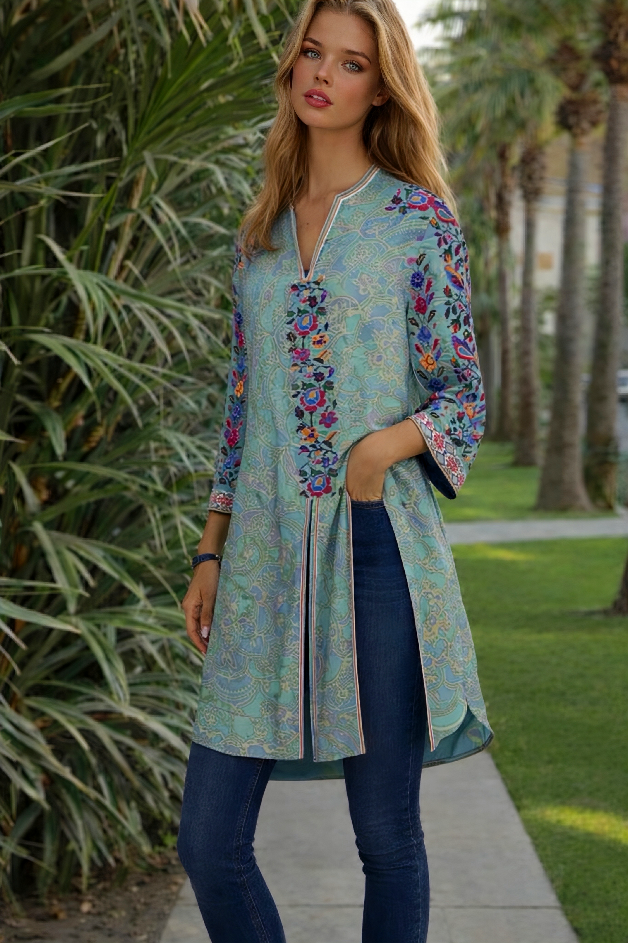 Casilda printed tunic, size (40-54) (video)