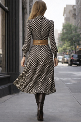 Lara cotton chiffon dress with belt, various colors and sizes (34-46)