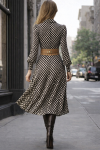 Lara cotton chiffon dress with belt, various colors and sizes (34-46)