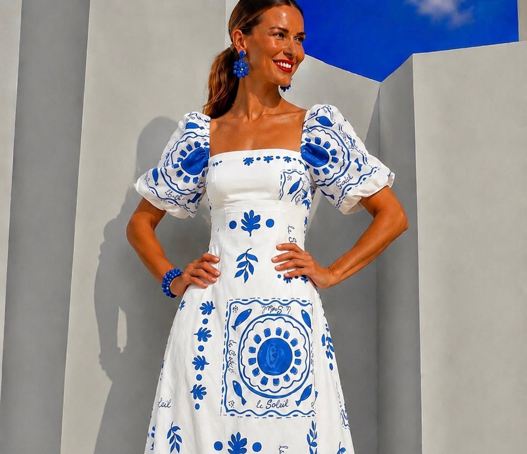 Ibiza stretch cotton dress, sizes (34-48) video