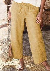 Pantalón Oporto de lino strech,elástico, 4 colores, 6 tallas (36-46)