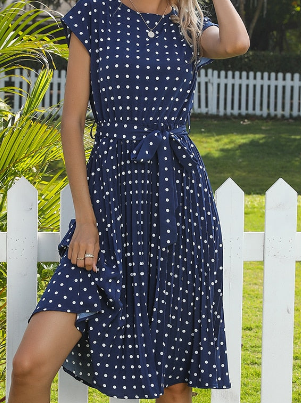 Porto cotton lycra polka dot dress, 2 colours, 4 sizes