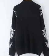 Jersey Malta punto cashemira flores lentejuelas, 3 tallas