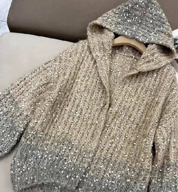 Sweater Glitter lentejuelas de punto strech, 3 colores, 4 tallas