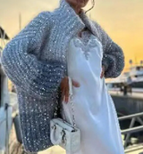 Sweater Glitter lentejuelas de punto strech, 3 colores, 4 tallas