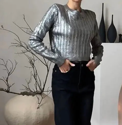 Top jersey Canada brillo party metallic lana, 5 colores, 5 tallas