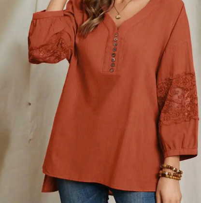 Cotton and Lace Blossom Shirt, 3 Colors, 8 LARGE SIZES