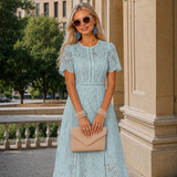 Embroidered Bárbara dress, with lining, 5 colors, sizes (34-46) video
