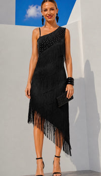 Asymmetrical Party Dress with Stones made of Spandex Cotton Elastane Lycra, sizes (34-46) video