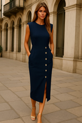 Vestido Hortensia largo de crepe algodón licra, 6 colores, tallas (36-48)