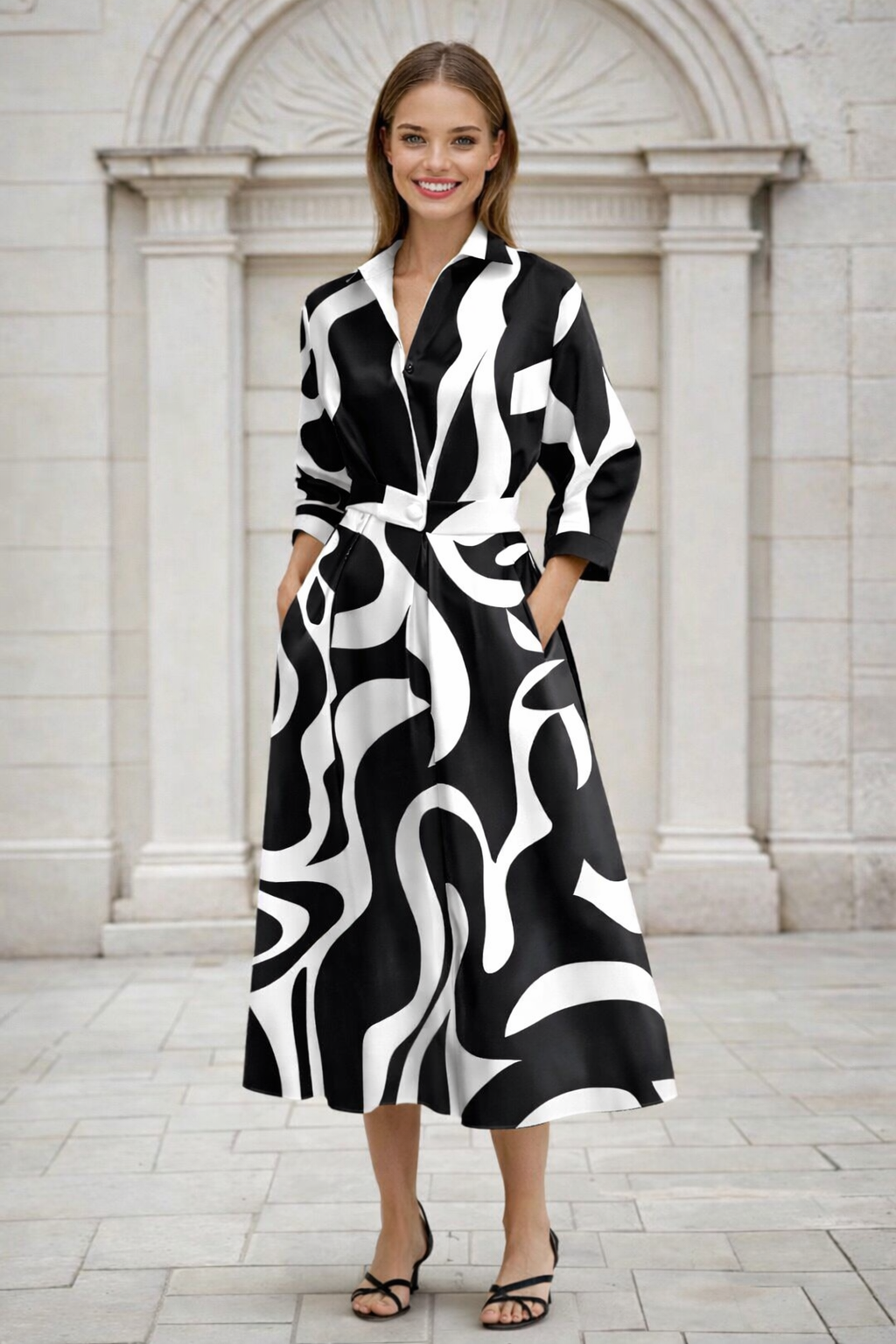 Vestido Candela estampado algodón licra, 2 estampados, tallas (36-52)