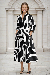 Vestido Candela estampado algodón licra, 2 estampados, tallas (36-52)