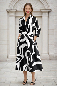 Vestido Candela estampado algodón licra, 2 estampados, tallas (36-52)