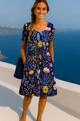 40% OFF East cotton knit dress, 6 prints, sizes (36-50)
