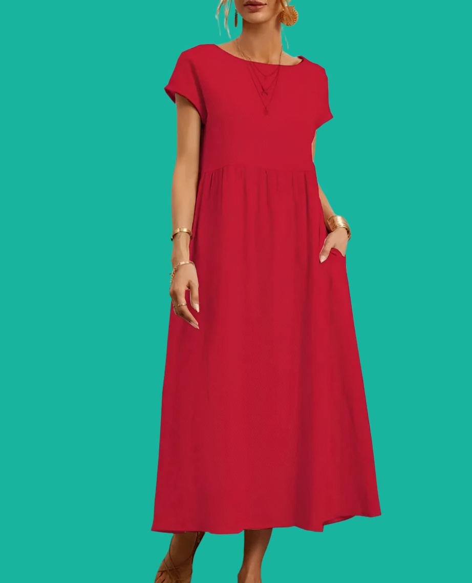 Vestido Candela de algodón con bolsillos, 12 colores, 5 tallas