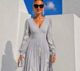 Suad pleated chiffon dress, 2 prints, sizes (34-48) video